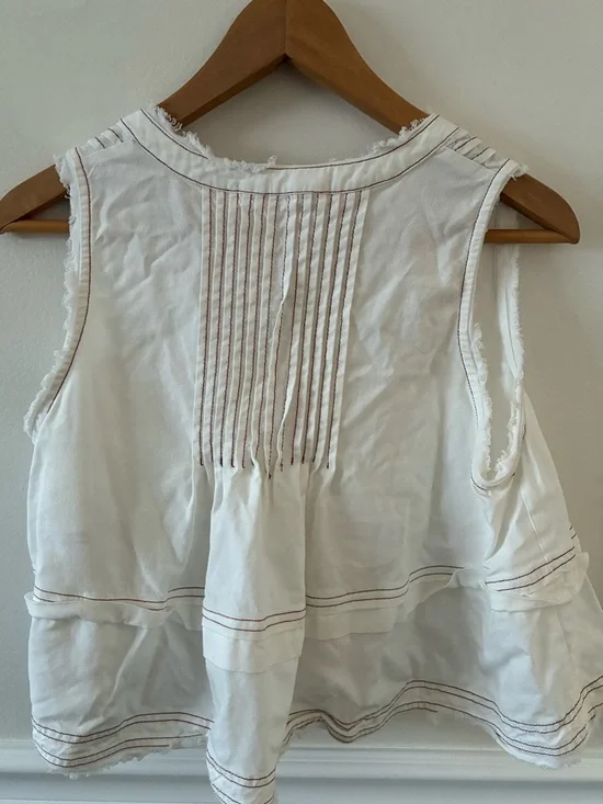 Stitch & Feather Raw-Edge Linen Swing Tank Size Medium - Picture 6 of 9